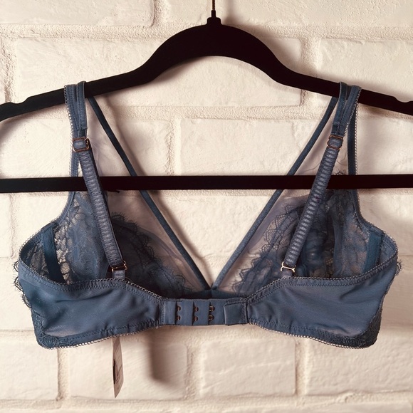 NWT Soma Breathtaking Unlined Lace Plunge Underwire Bra 32 DD Slate Blue #0389 - Picture 2 of 14
